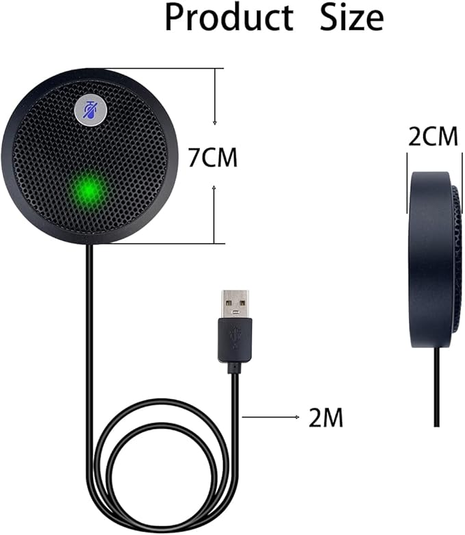 USB Microphone, Desktop Microphone, Mute Button with LED Indicator, Noise Reduction, Omnidirectional Condenser Microphones for PC Laptops or Video Conferences, Plug & Play