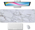 White Grey Marble Print Large Gaming Mouse Pad Keyboard Desk Pad Extended Mouse Pad Gaming Office Decor, PC Laptop Mouse Pads Large (31.5x11.8 in) with Stitched Edges Non-Slip Base Mousepad XL