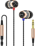 SoundMAGIC E10 Wired Earphones No Microphone HiFi Stereo Earbuds Noise Isolating in Ear Headphones Powerful Bass Tangle Free Cord Black Gold