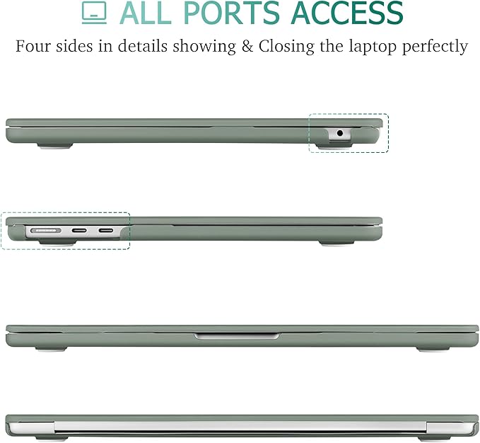 May Chen Case for MacBook Air 13/13.6-inch (M5/M4/M3/M2, 2022-2026 Models A3449 A3240 A3113 A2681), Lightweight | Closes Seamlessly | Ideal for Work Hard Shell Case, Midnight Green
