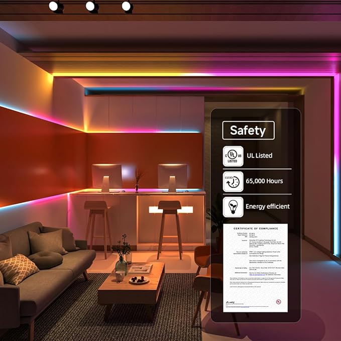 BTF-LIGHTING UL Listed WS2811 IC=RGB+IC Addressable Color RGB LED Strip,16.4FT 30LED/m 10Pixels/m,IP65 White PCB Flexible DC12V Chasing Effect for Indoor Home Decor,3M Tape(No Adapter or Controller)