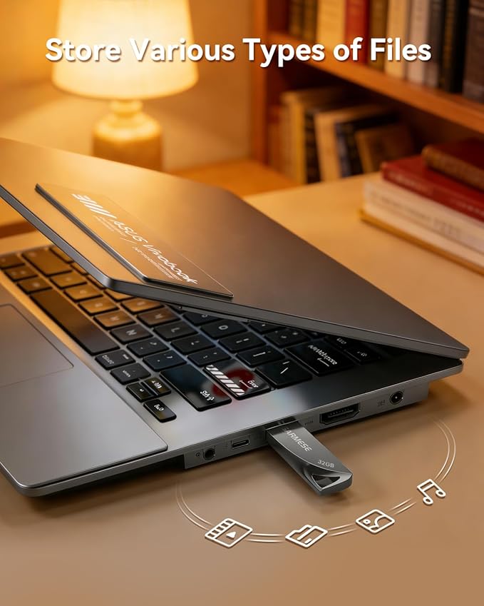 32GB USB 3.0 Flash Drive, 5-Pack Waterproof Metal USB Memory Stick, Slim Thumb Drive Portable Pen Drive with Keychain Hole Stylish Jump Drive for Computer/Car/Smart TV