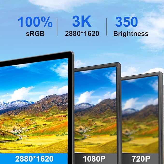 15.6 Inch 3K Touchscreen Portable Monitor, IPS 2880 * 1620,100% sRGB Mobile Monitor Eye Care Game Display Built USB-C/HDMI/Mini DP with Folding Kickstand for PC,Laptop,Game Console