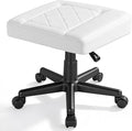 VECELO Under Desk Footrest, PU Ergonomic Foot Rest with Wheels, Comfort Padding, Height Adjustable for Relieving Leg Pain, Stiffness, and etc, White