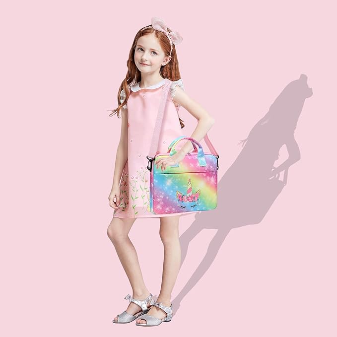 JIANYA Kids Tablet Carrying Bag, 10-12.5 Inch Tablet Sleeve Bag with Shoulder Strap, Unicorn