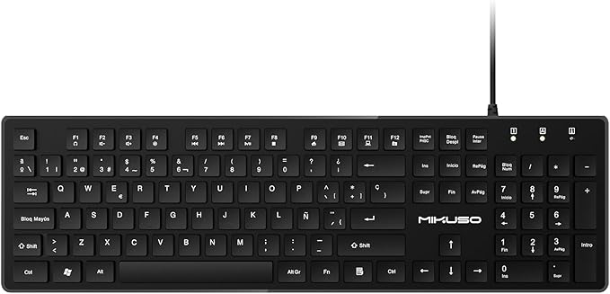 Spanish Keyboard USB Wired - 105 Keys QWERTY ANSI Layout with Ñ Accent Letters, Not fading, Full-Size Teclado Español with Numpad for Typing,Office,Customer Service,PC,Laptop,Desktop - Plug and Play