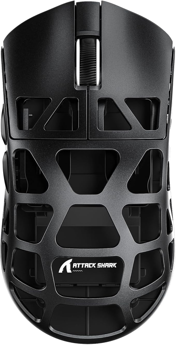 ATTACK SHARK R3 46g Superlight Magnesium Alloy Wireless Gaming Mouse, BT/2.4Ghz/Wired Computer Mouse, 8000Hz Wireless Polling Rate, PAW3395 26K DPI Optical Sensor Programmable Mice for Win/Mac(Black)