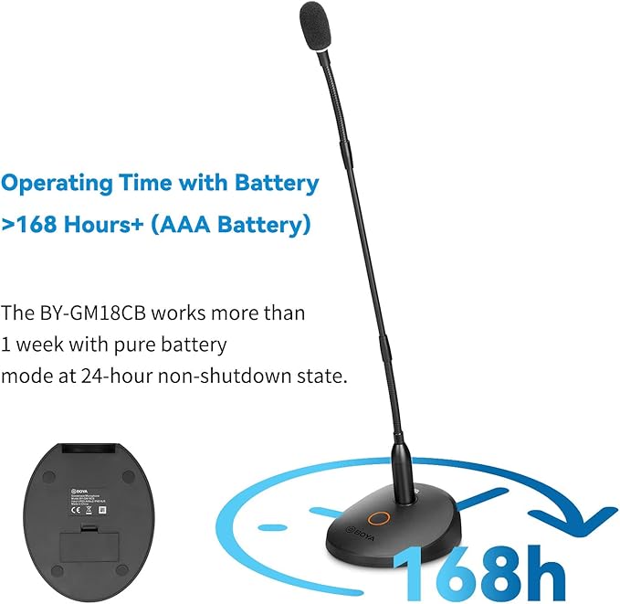 BOYA Desktop Gooseneck Condenser Microphone 18" Podium Microphones with Base LED Indicator XLR Mic for Meetings Video Conferences Streaming Lectures BY-GM18CB