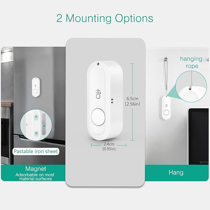 ORIA Wireless Thermometer Hygrometer, Bluetooth Humidity Temperature Sensor, Upgraded Indoor Outdoor Hygrometer Thermometer with Smart App, Data Record/Export and Alert for Home Office Greenhouse