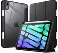 JETech Case for iPad mini (A17 Pro, 2024 Model, 7th Generation) / mini 6 (2021 Model, 6th Generation) with Pencil Holder, Clear Back Shell Stand Shockproof Tablet Cover, Auto Wake/Sleep (Black)