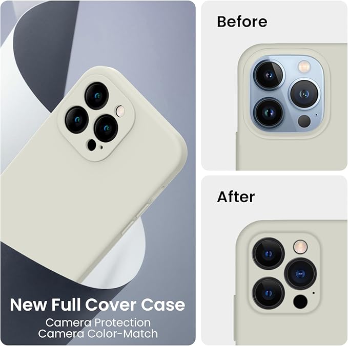 FireNova Designed for iPhone 13 Pro Max Case, Silicone [Camera Protection] Phone Case, Soft Anti-Scratch Microfiber Lining Inside, 6.7 inch, Stone