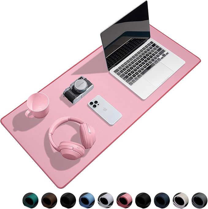 Reniteco Waterproof Large Gaming Mouse Pad with Durable Stitched Edges, Non-Slip Rubber Base, Smooth Surface Mouse Mat Desk Pad for Home Office Gaming, 27.5"*11.8"*0.08",Pink