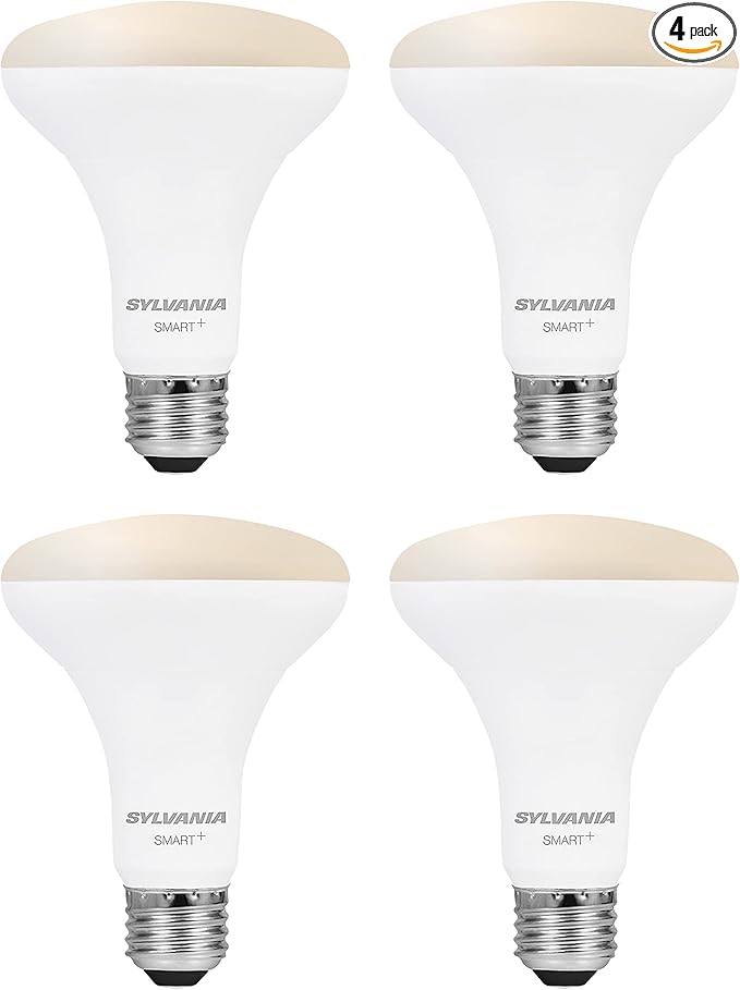 Sylvania WiFi LED Smart Light Bulb, 65W Equivalent Dimmable Soft White BR30, Works with Alexa and Google Home Only - 4 Pack (75689)