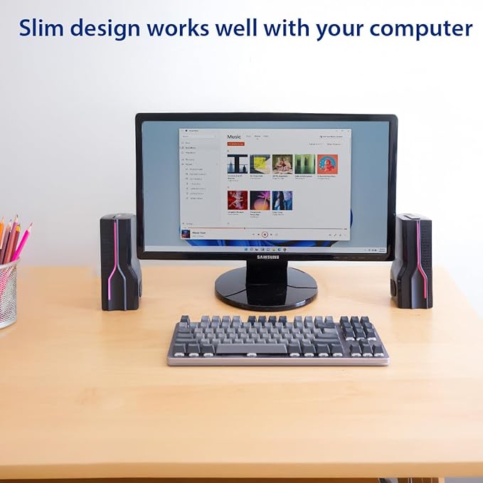 Desktop USB Powered 2-in-1 Soundbar Stereo Speaker, RGB LED Light