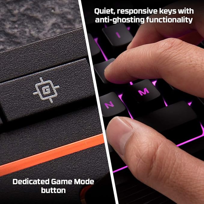 HyperX Alloy Core RGB – Membrane Gaming Keyboard, Comfortable Quiet Silent Keys with RGB LED Lighting Effects, Spill Resistant, Dedicated Media Keys, Compatible with Windows 10/8.1/8/7 – Black