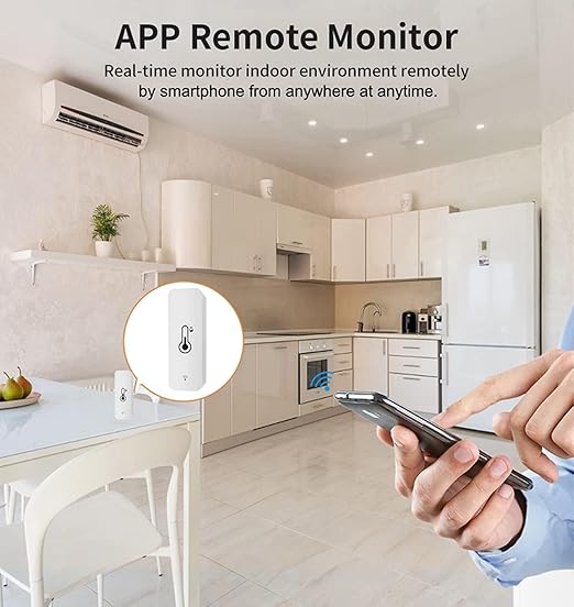 WiFi Humidity Temperature Monitor: Smart Hygrometer Thermometer for Remote Monitor and Alert, High Precision Indoor Thermometer with TUYA App, No Hub Required, Compatible with Alexa (1-Pack)