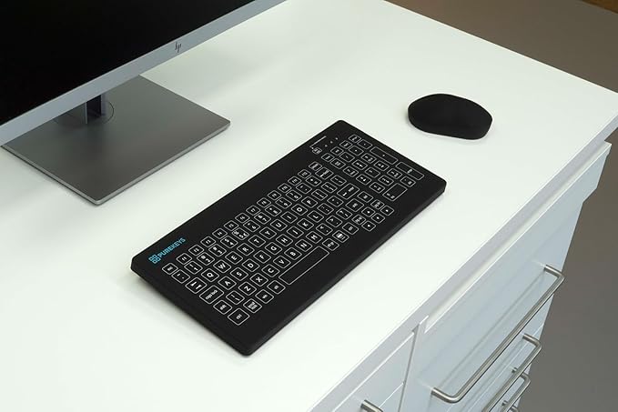 PUREKEYS Medical Mouse Touch Scroll Wireless Black for Hospital, Dentist, Cleanroom, Laboratory and Industrial. Easy to Clean Hygienic Flat and Flexible Silicone