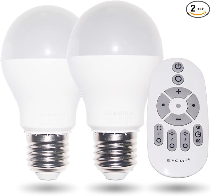 Smart Led Light-Bulb Dimmable with Remote-Control E27 9W Light Bulbs Adjustable Color Temperature (Warm/Cool) and Brightness, 2 Pack (2 Bulbs + 1 Remote)