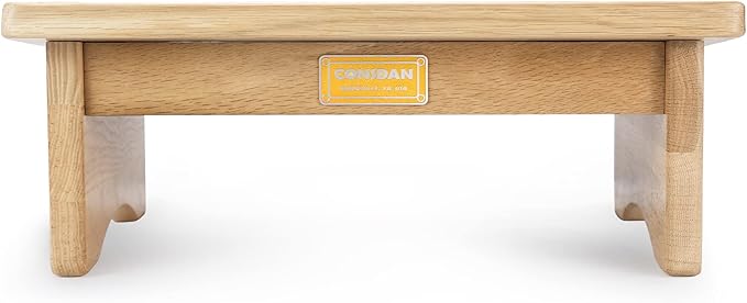 CONSDAN Foot Rest, Ergonomic Footrest for Under Desk at Work, Nursing Foot Stool, Natural Solid Wood Non-Slip Slanted Top Foot Stool for Office/Standing Desk (Natural Color)