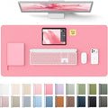 YSAGi Leather Desk Protector, Office Mat, Large Mouse Mat, Non-Slip PU Leather Blotter, Laptop Desk Mat, Waterproof Writing Pad for Office and Home (Pink, 35.4" x 17")