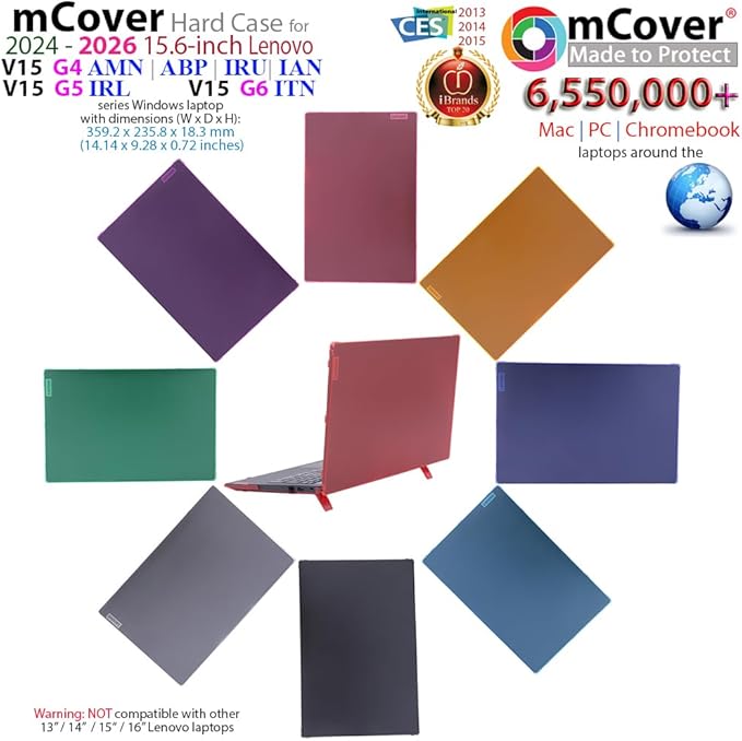 mCover Case ONLY Compatible for 2024-2026 15.6" Lenovo V15 G4 / G5 / G6 Series Windows Notebook PC(with 180° Hinge, NOT Fitting Any Other Lenovo Models)- Pink