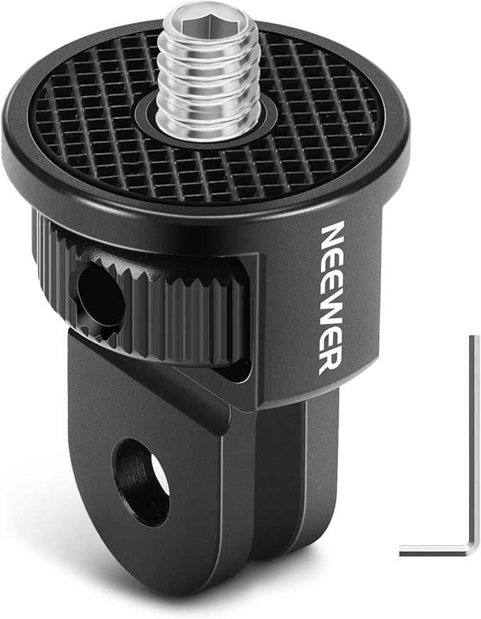 NEEWER Action Camera Mount Adapter with 1/4" Screw Aluminum Alloy Compatible with GoPro Hero 13 12 Insta360 X4 X3 DJI Osmo Pocket 3 Creator Combo Phone Cage, GP-7