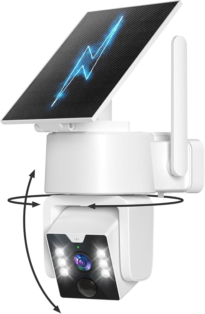 5G & 2.4G Wi-Fi Outdoor Camera Wireless,Solar Security Cameras Wireless Outdoor, 2K 360° PTZ Camera, Solar/Battery Powered, PIR Human Detection, Color Night Vision,Two-Way Voice Calling, Alexa