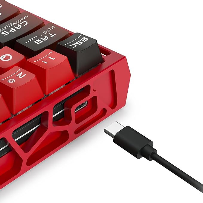 Redragon K753 HE Rapid Trigger Gaming Keyboard, 60% 61 Keys Wired Mechanical Keyboard w/Hype-Red Hollowed-Out Aluminum Base, Next-Gen UltraMag 100% POM Silky Rappid Trigger Magnetic Switch