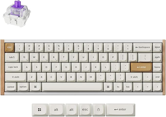 Keychron K6 HE Magnetic Keyboard, 65% Wireless Gaming Keyboard, 1000Hz 2.4GHz & Bluetooth, Adjustable Actuation & Rapid Trigger, Double-Shot PBT, Aluminum/Wood Frame, for Mac Windows