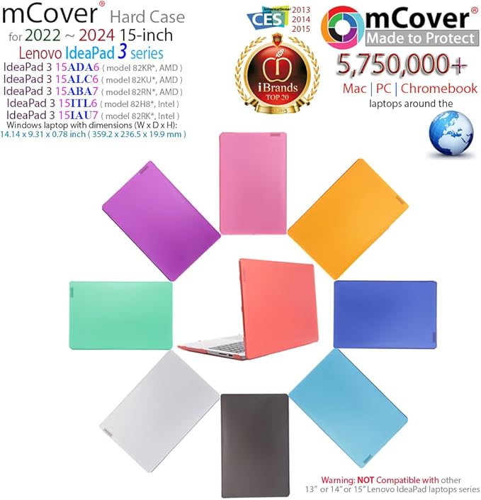 mCover Case Compatible ONLY for 2022-2024 15" Lenovo IdeaPad 3 (15ADA6 / 15ALC6 / 15ABA7 / 15ITL6 / 15IAU7) Series Windows Laptop Computers (NOT Fitting Any Other Models) - Purple