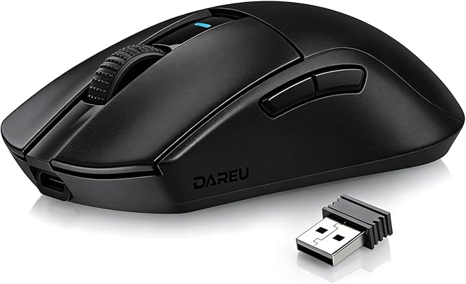 DAREU A950GM Wireless Gaming Mouse, 60g Lightweight, 26K DPI PAW3395 Optical Sensor, 2.4G/BT/Wired,Support 30-40min Fast Charge, 5 Programmable Buttons for PC/Laptop/Mac
