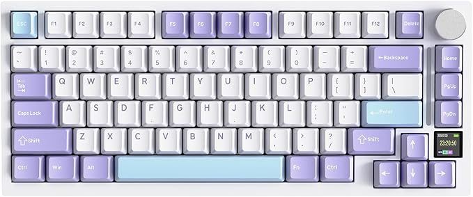 ATTACK SHARK X820 Ultra 75% Wireless Gaming Mechanical Keyboard Hot-Swappable Gasket Mount RGB Backlit BT/2.4G/Wired Custom Keyboard with Smart TFT Display&Knob QMK Driver-Starlight White&Shark Switch