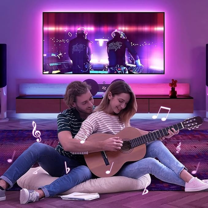 PSTAR LED Strip Lights for TV Backlight, 13.2ft RGB Color Changing TV Lights with Music Sync, Bluetooth APP & Remote Control, USB Powered for 32-65 Inch TVs, Bedroom, Gaming Room Decor