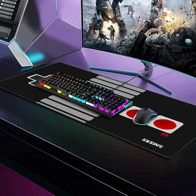 Gaming Mouse Pad - Extended Keyboard Mouse Pad Mat, Large PC Laptop Game Mouse Mat Huge Desk Pad with Stitched Edges, Anti-Slip Rubber Base Mousepad, 35.5"x15.4"x0.1" (MPX-02)