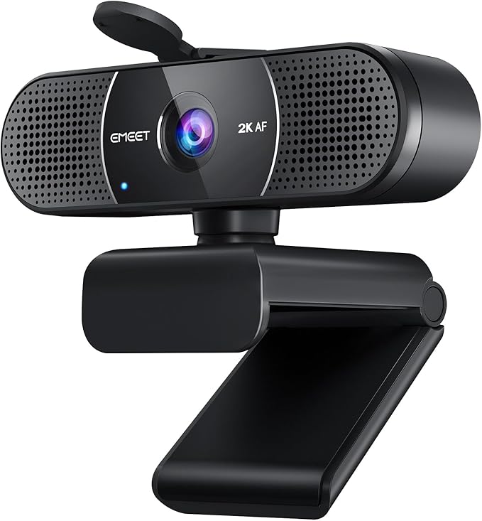 EMEET C960 2K Webcam with Microphone, 2K QHD, 2 Omnidirectional Mics, PDAF Autofocus Streaming Camera with Privacy Cover, Plug&Play USB Webcam for Calls/Conference, Zoom/Skype/YouTube, Laptop/Desktop
