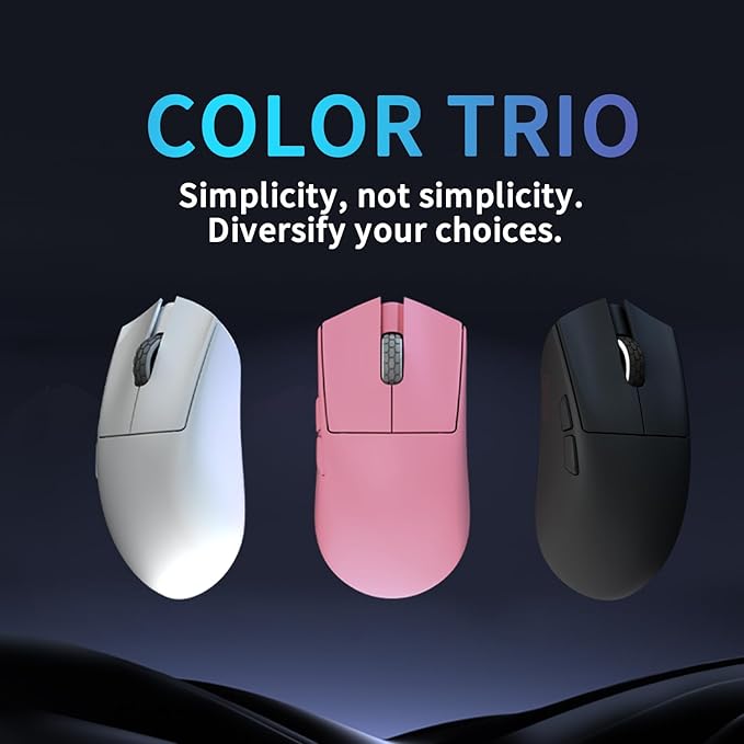 Darmoshark M3microPRO Mini Wireless Gaming Mouse,Tri-Mode 2.4G/USB-C/Bluetooth Mouse Up to 30000DPI,PAW3950 Optical Sensor Lightweight 43g,5 programmable Button,Computer Mouse for PC,Mac(Pink)
