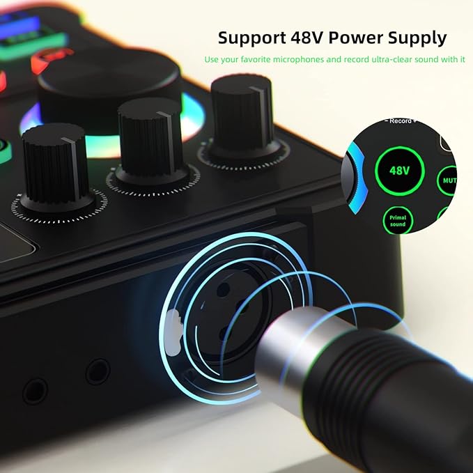 Podcast Equipment Bundle, 48V XLR Podcast Microphone Bundle, Voice Changer with Adjustable Mic Stand, Studio Condenser Microphone for Smartphone, PC, DJ, Video Recording, Streaming, Gaming and Singing