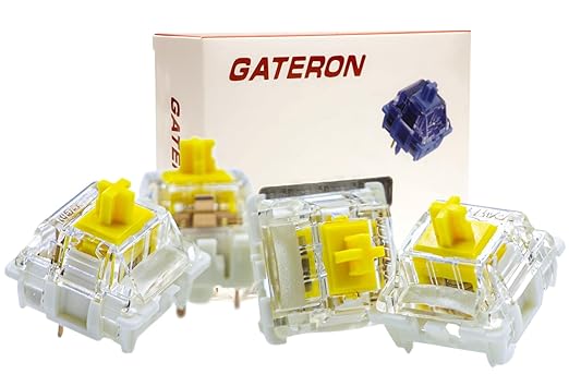 Gateron 70Pcs Pre lubed G pro V3.0 MX Mechanical Gaming Keyboard Split Tactile 50gf Switches,POM Stem Linear RGB SMD Switches 3 pin (Yellow)