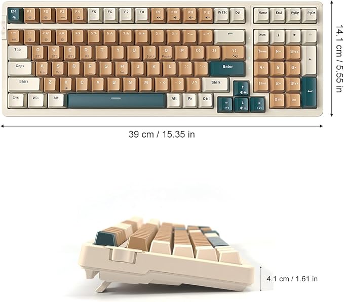 Merdia Wireless Mechanical Keyboard, Triple Mode 2.4G/USB-C/BT Gaming Keyboards 100 Keys Backlit Red Switch Keyboard | Rechargeable Mechanical Gaming Keyboards (Brown Combo Red Switch)
