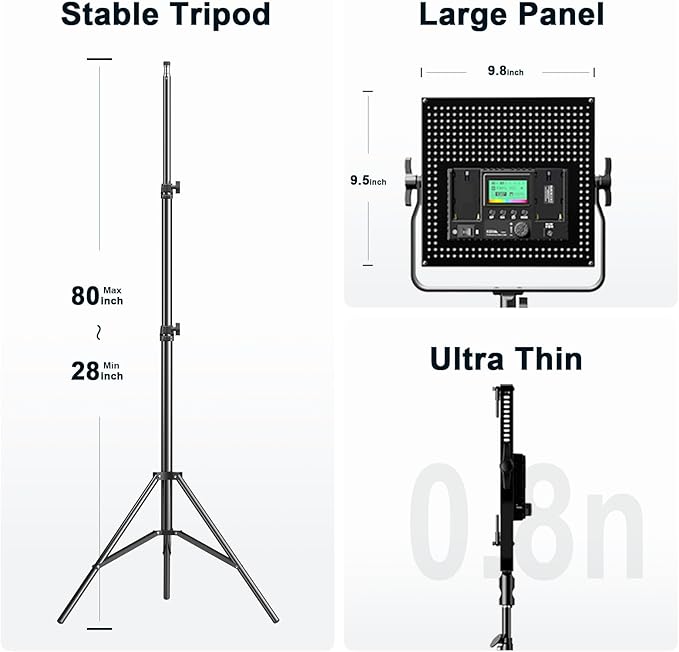 Pixel K80 Photography Lighting with APP Control, 2600K-10000K CRI 97+ RGB Led Video Light Panel, 9 Applicable Scenes Lighting for Studio/Gaming/Streaming/YouTube/Videography/Film/Video Recording