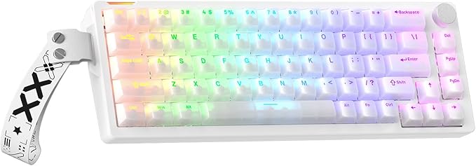 68% Gaming Mechanical Keyboard with RGB Backlit Wired Volume Knob Keyboard Gasket Mount with PBT Keycaps,8000 Hz Polling Rate, Hall Effect Cream Switches, Hot-Swap, for FPS Games (Cream White)