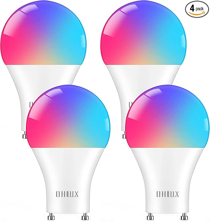 OHLUX GU24 Smart Light Bulbs Compatible with Alexa, 10W 900LM Super Bright, RGBCW Color Changing GU24 LED Bulb, 120V 80W Halogen Replacement, 4Pack