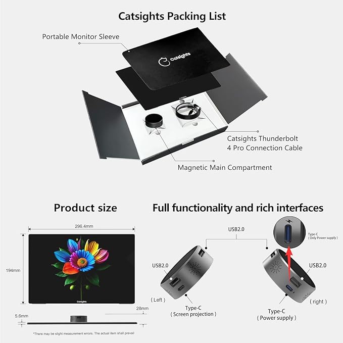 Portable Monitor Touchscreen for Mac 13.3" 2.5K Touch Screen Monitor with Protective Sleeve, USB-C Plug & Play 1500:1 0.22" Laptop Screen Extender for Mac Laptop PC Without Stand and Stylus