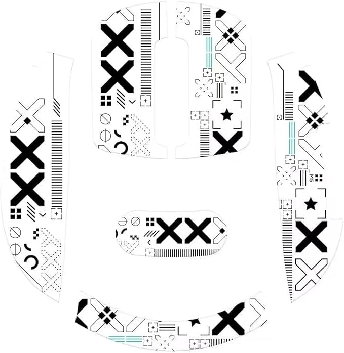Mouse Anti Slip Grip Tape, Pre-Cut Universal Griptape for Superlight Wireless Gaming Mouse Skins, Sweat Resistant, Elastics Refined Side Grips, Easy to Apply, Ultra-thin 0.5mm (0.02in) - White