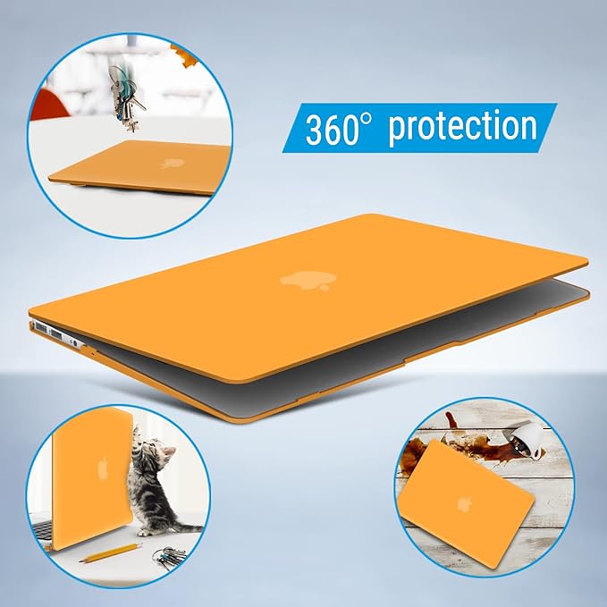 IBENZER Compatible with Old Version MacBook Air 13 Inch Case (2010-2017 Release). Models: A1466 / A1369, Plastic Hard Shell Case with Keyboard Cover for Mac Air 13, Marigold, A13MAGD+1