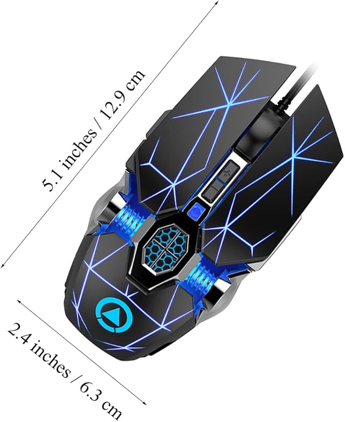 Gaming Mouse Wired Game Mice USB Silent Optical Mouse 3200DPI RGB Colorful Gradient Backlit 7 Buttons for Desktop Laptop Computer Gamer PC Windows Mac