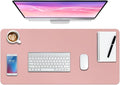 Boutilon Leather Desk Pad Protector,Non-Slip Mouse Pad,Laptop Desk Pad,Office Mouse Mat,Waterproof Leather Desk Blotter,Desk Writing Pad for Office and Home (XXL-Pink,47.2"x 17")