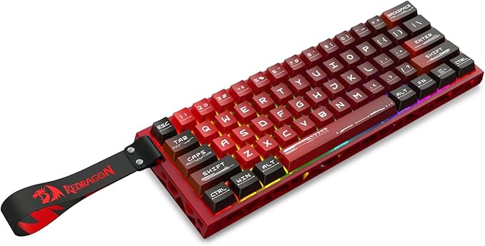 Redragon K753 HE Rapid Trigger Gaming Keyboard, 60% 61 Keys Wired Mechanical Keyboard w/Hype-Red Hollowed-Out Aluminum Base, Next-Gen UltraMag 100% POM Silky Rappid Trigger Magnetic Switch