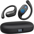 Eigsupia Open Ear Headphones, Bluetooth Headphones 5.3 Sports with Smart Digital Display, 36H Playtime, IP54 Waterproof, Wireless Earbuds Lightweight Design Fit Cycling, Running, Workout (Black)