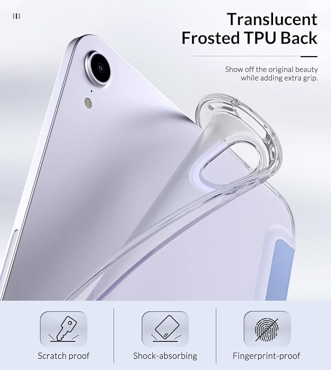 Moko Case Fit New iPad mini 7 (A17 Pro) 2024, iPad mini 6th Generation Case 2021 (8.3-inch), iPad mini 6 Case, Soft TPU Translucent Frosted Back Cover Case for iPad mini 7th, Grayish Purple